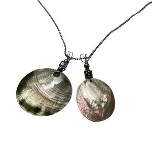 2 Shell Pendants iridescent mother of pearl